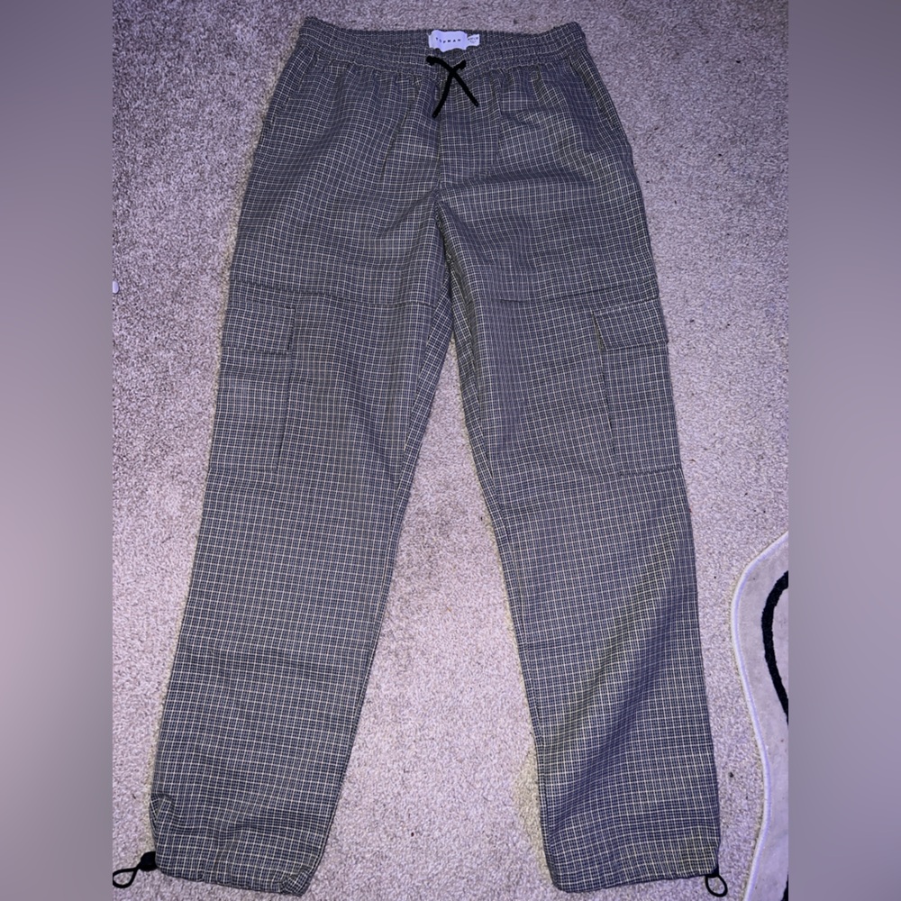 Topman Men's Checkered Pants - Black and Gray